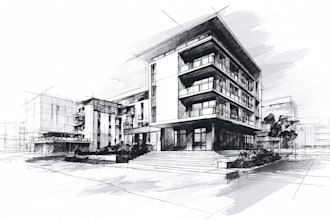 make beautiful house, resident and building sketch for you