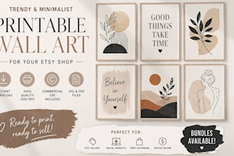 create profitable etsy printables wall art designs ready to sell