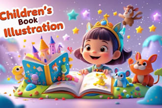 design children book illustrations for kids stories