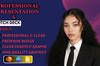 design, redesign pitch deck, powerpoint presentation, google slides and canva