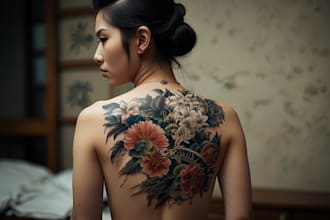 make a super artistic tattoo designs in japanese style