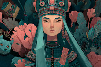 draw a digital illustration in unique style