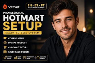 setup your hotmart course, digital product, checkout and sales page