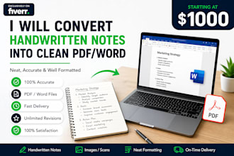 convert handwritten notes into clean PDF or word