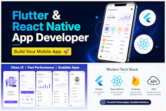 develop mobile app in flutter or react native with API