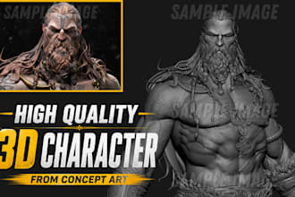 create high quality 3d character model or sculpt from your concept art