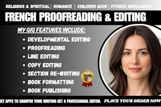 provide native french proofreading, developmental editing and libe editing