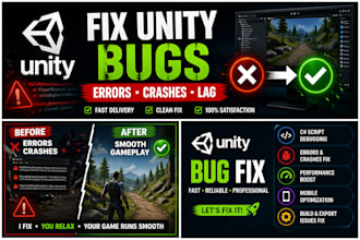 fix bugs and reskin unity games according to your needs
