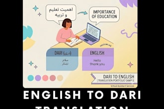 translate english to persian, farsi and dari professionally