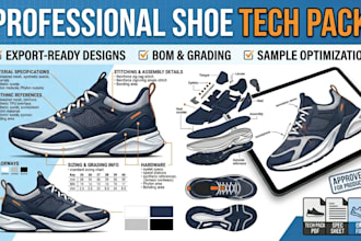 create professional shoe tech pack for sneakers and footwear production