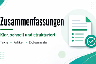 ich fasse texte, artikel und dokumente klar zusammen