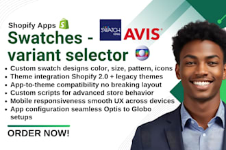setup shopify swatches variant selectors optis vario globo rubik avis glo sa