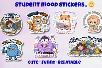 design cute relatable student stickers