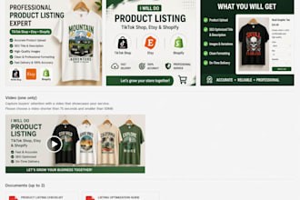 do product listing for tiktok shop, etsy