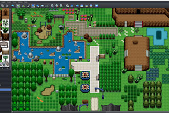 create pokemon pixel art map,custom topdown, tileset for rpg maker mv xp mz game