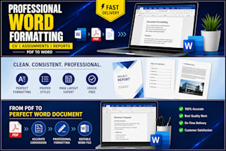 format word documents, assignments, reports professionally