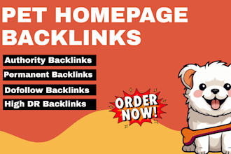 provide high DR 50plus homepage backlinks for pet and dog websites