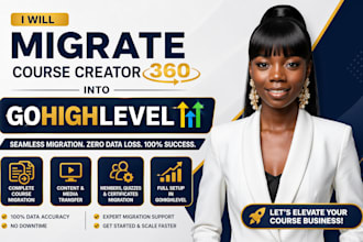 migrate course creator 360 to gohighlevel with funnels automation and setup