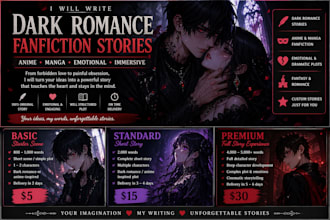 write dark romance, anime, and manga fanfiction stories