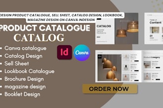 design product catalogue, catalog design, lookbook, magazine on canva indesign