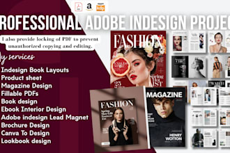 indesign brochure design, adobe indesign layout magazine catalog book pdf design