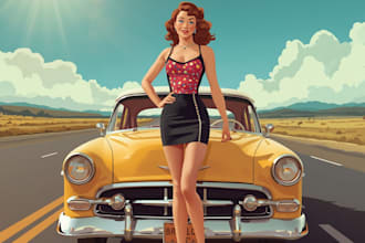 pin up girl and pin up girl illustration