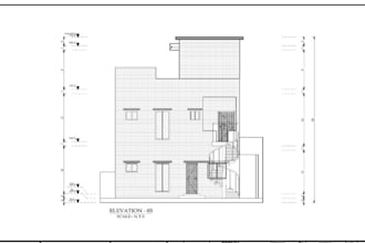 draw 2d house floor plan with front elevation in autocad