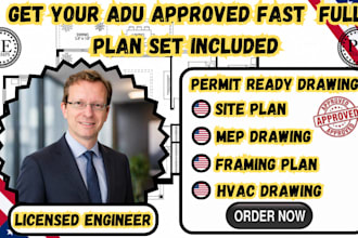licensed engineer for USA adu project,mep plan,hvac plan,framing plan,site plan