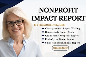 write your nonprofit impact report, donor story, and annual report