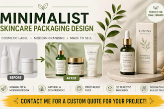 minimalist skincare packaging design, cosmetic label, modern branding