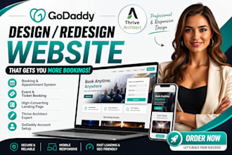 godaddy booking website plugin with thrive architect sales page ticket website