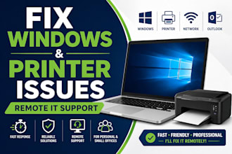 fix windows, printer, network and outlook issues remotely