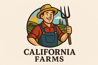 create california farms mascot logo for your business only 12 hours