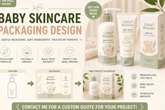 baby skincare packaging design, gentle cosmetic label, brand packaging