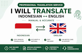 translate indonesian to english and english to indonesian manually