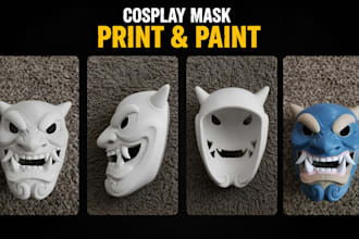3d print and paint custom 3d cosplay mask halloween helmet model stl file design