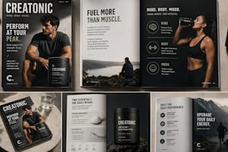 design high quality print ready magazine ad cover layout product catalog flyers