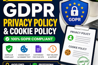 write gdpr privacy policy and cookie policy for your website