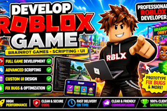 develop full roblox game, brainrot roblox game, roblox scripting and roblox ui