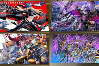 anime playmat illustration, tartot card, for tcg, ccg, card game, deskmat