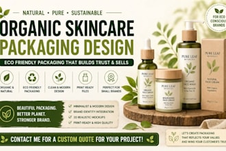 organic skincare packaging design, natural cosmetic label, eco branding