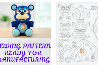 custom sewing pattern for plush toy production stuffed animal oc ych tech pack