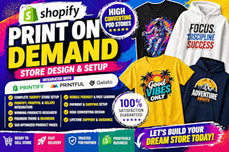 shopify print on demand printify printful pod tshirt design gelato merch store