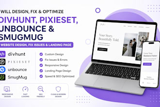 divhunt pixieset unbounce website design fix issues landing page smugmug