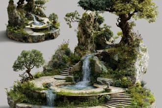 2d game parallax background and environment concept art, fantasy dnd book artist