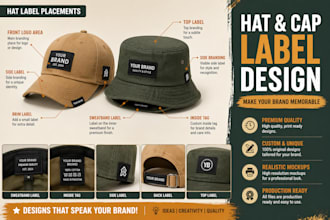 design premium cap label hat tag and branding for your fashion brand