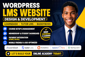 build wordpress lms website with learndash tutor lms buddyboss talent lms kajabi