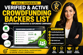 generate a verified crowdfunding backers list to  kickstarter indiegogo campaign