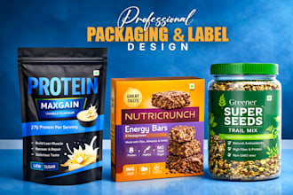 do premium packaging design, product label, box package, pouch bag design