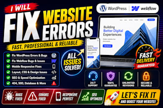 fix wordpress errors, webflow bugs, responsive issues, seo and website problems